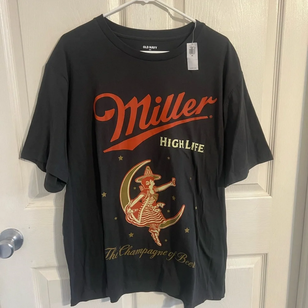(2) Old Navy Mens 2XL Beer Short Sleeve T- Shirts Miller High Life Corona - Picture 2 of 12